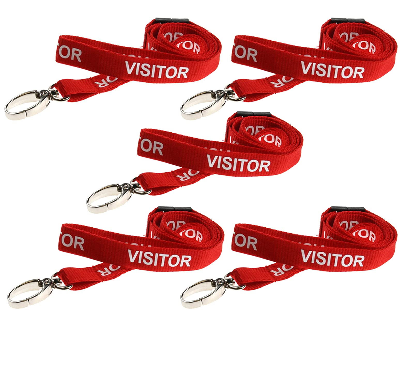 PCL Media ltd® Visitor Lanyards Red Metal Lobster Clip (Pack of 5) Printed Visitor Lanyards with safety Breakaway Clip