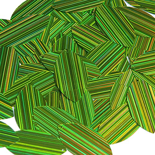 Sequin Oval Lime Green City Lights Reflective Metallic 1.5 inch Couture Loose Pailletttes. Made in USA.