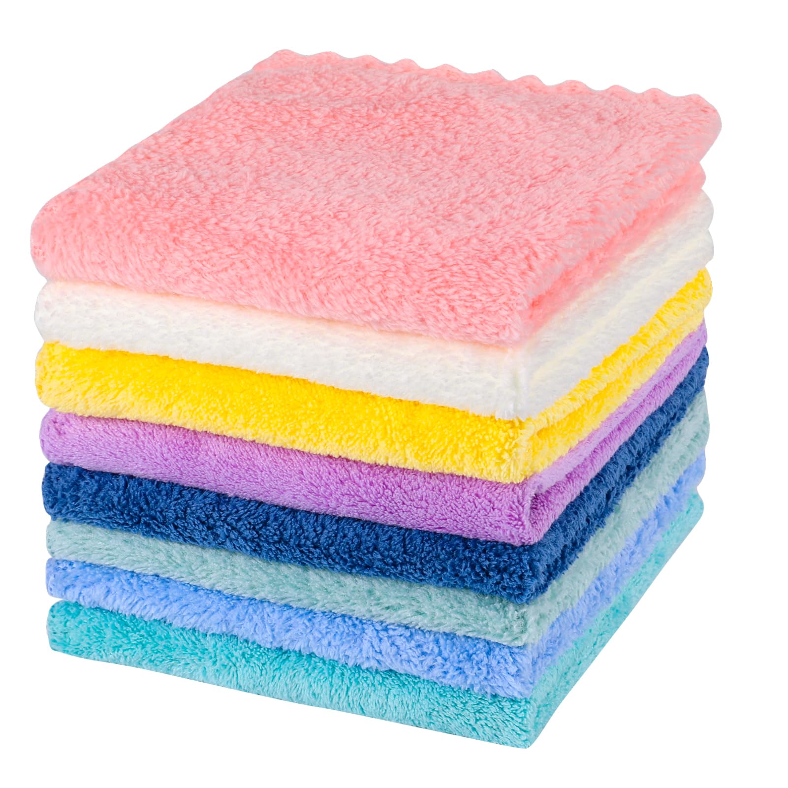 Radsocken 8 Pack Flannel Face Cloth, 12 x 12 Inch Soft Face Towels Make Up Remover Cloth Reusable Microfibre Face Cloth Facial Cleansing Cloths Baby Wash Cloth for Women Kids