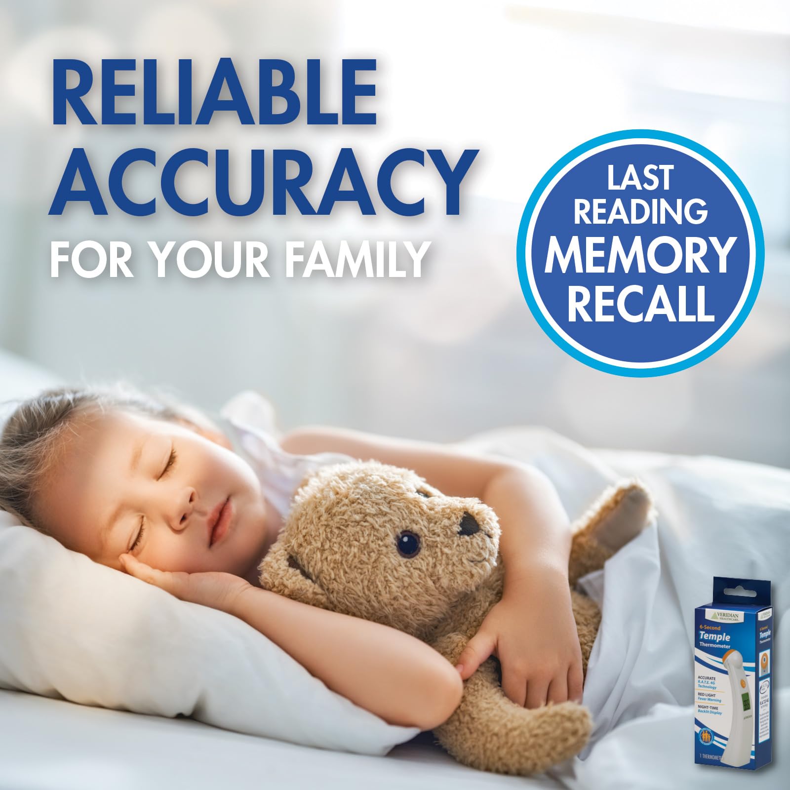 Veridian Temporal Contact Thermometer LCD Display 09-330 1 Each