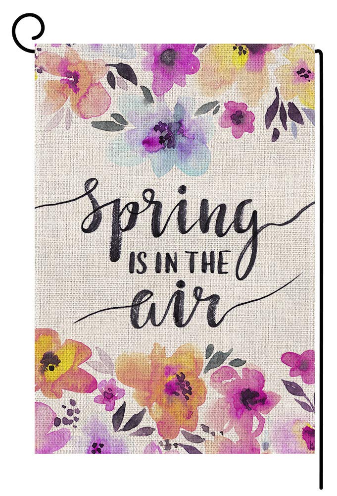 BLKWHT Spring is in The Air Garden Flag Vertical Double Sided 12 x 18 Inch Flower Yard Decor