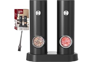CIRCLE JOY Salt and Pepper Grinder Set Electric Pepper Grinder Automatic Pepper Mill with Adjustable Coarseness, Battery Powe