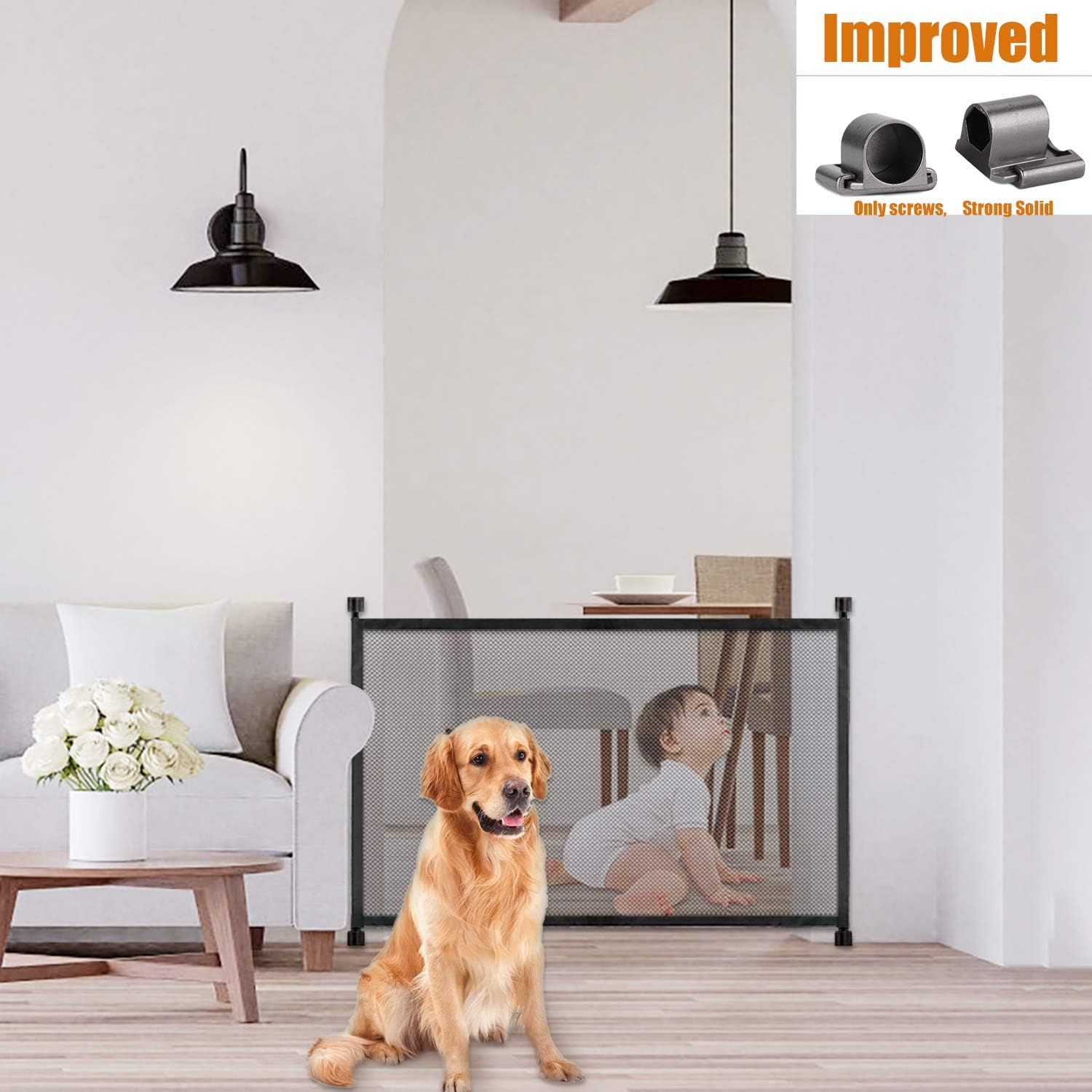 Magic Gate (Screws Fixing), Baby Safety Fence, Pet Safety Enclosure, Portable Folding Safe Guard