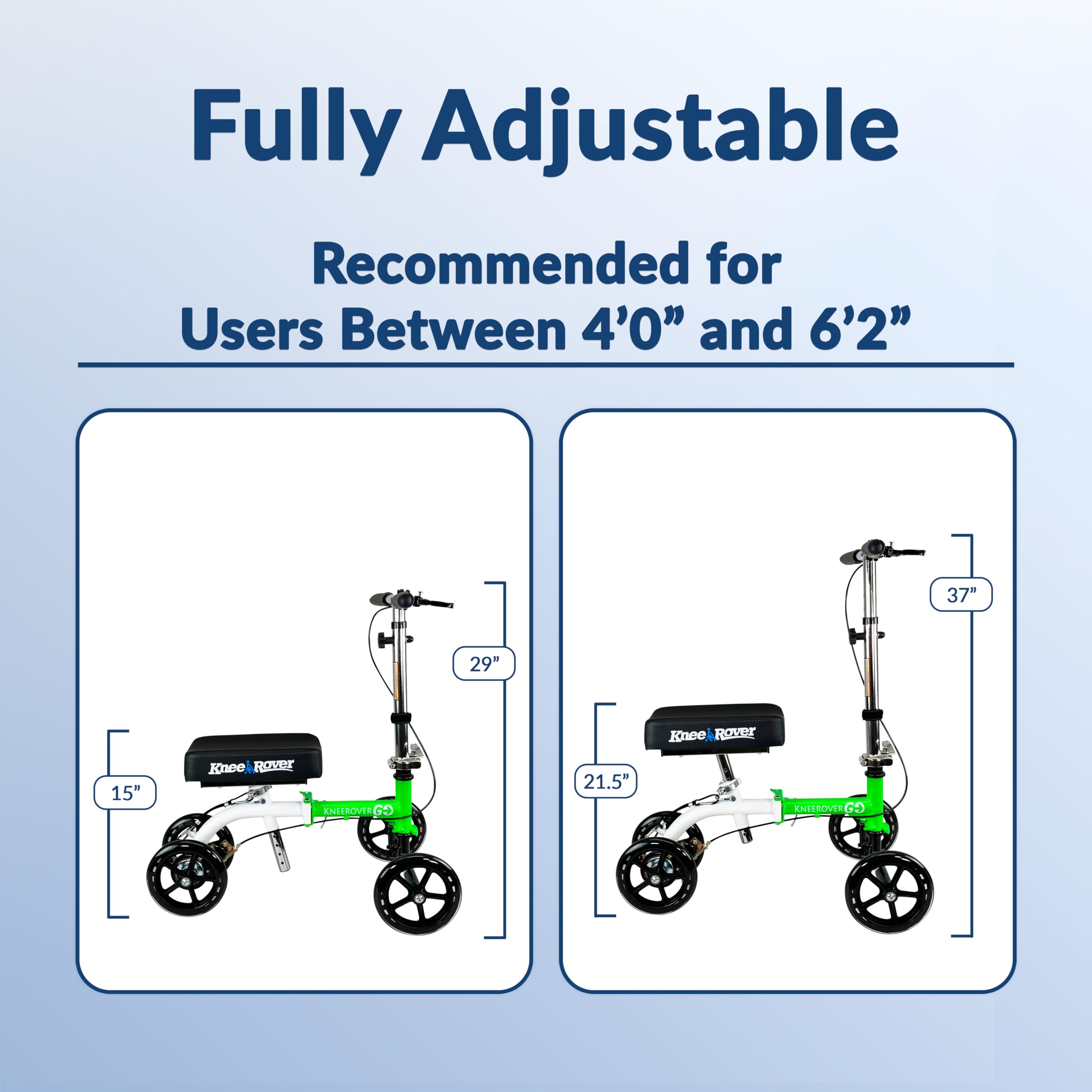 KneeRover GO Knee Scooter - The Most Compact Portable Knee Walker for Adults for Foot Surgery, Broken Ankle, Foot Injuries - Foldable Knee Rover Scooter for Broken Foot Injured Leg Crutch Alternative