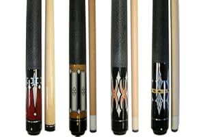 ISZY Billiards Pool Stick Set of 4. 2-Piece Cue Sticks Made from Hardwood Canadian Maple Wood in 4 Billiards Accessories