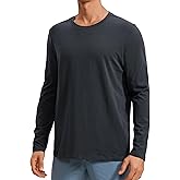 CRZ YOGA Pima Cotton Long Sleee Shirts for Men - Casual Crewneck T-Shirts Breathable Workout Daily Basic Tee Tops