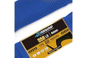FISHLUND Paracord 550 lb, 7 Strand Type III Paracord Rope 50ft 4mm, Nylon Parachute Cord for Camping, Royal Blue