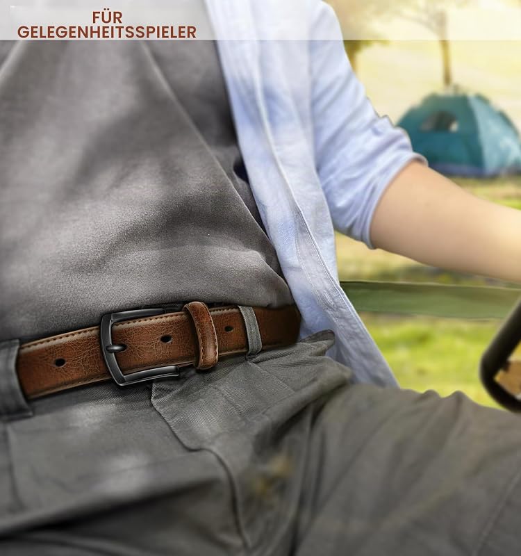 Gürtel Herren 2er, Ledergürtel Herren 35mm(Schwarz/Tiefbraun,Gürtelgröße 125cm (Gesamtlänge 140cm))