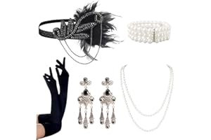 Fumwase 1920s Flapper Accessories Set for Women Great Gatsby Accessories Set 20s Party Costume Headband