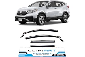 CLIM ART in-Channel Incredibly Durable Rain Guards for Honda CR-V (CRV) 2017-2022, Original Window Deflectors, Vent Deflector, Vent Window Visors, Dark Smoke Car Accessories, 4 pcs - 617021LPf