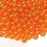 Jmassyang 400pcs 8mm Satin Luste Beads Round Plastic Pearl Beads Craft Beads Loose Pearls with Holes for Jewelry Making Bracelet Necklace Sewing Crafts Decoration (8mm, Orange)