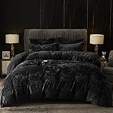 PHF Truly Velvet Duvet Cover Set Queen Size, 3pcs Ultra Soft Breathable Comforter Cover Set, Luxury Cozy Flannel Duvet Cover with Pillow Shams Bedding Collection, 90" x 90", Black