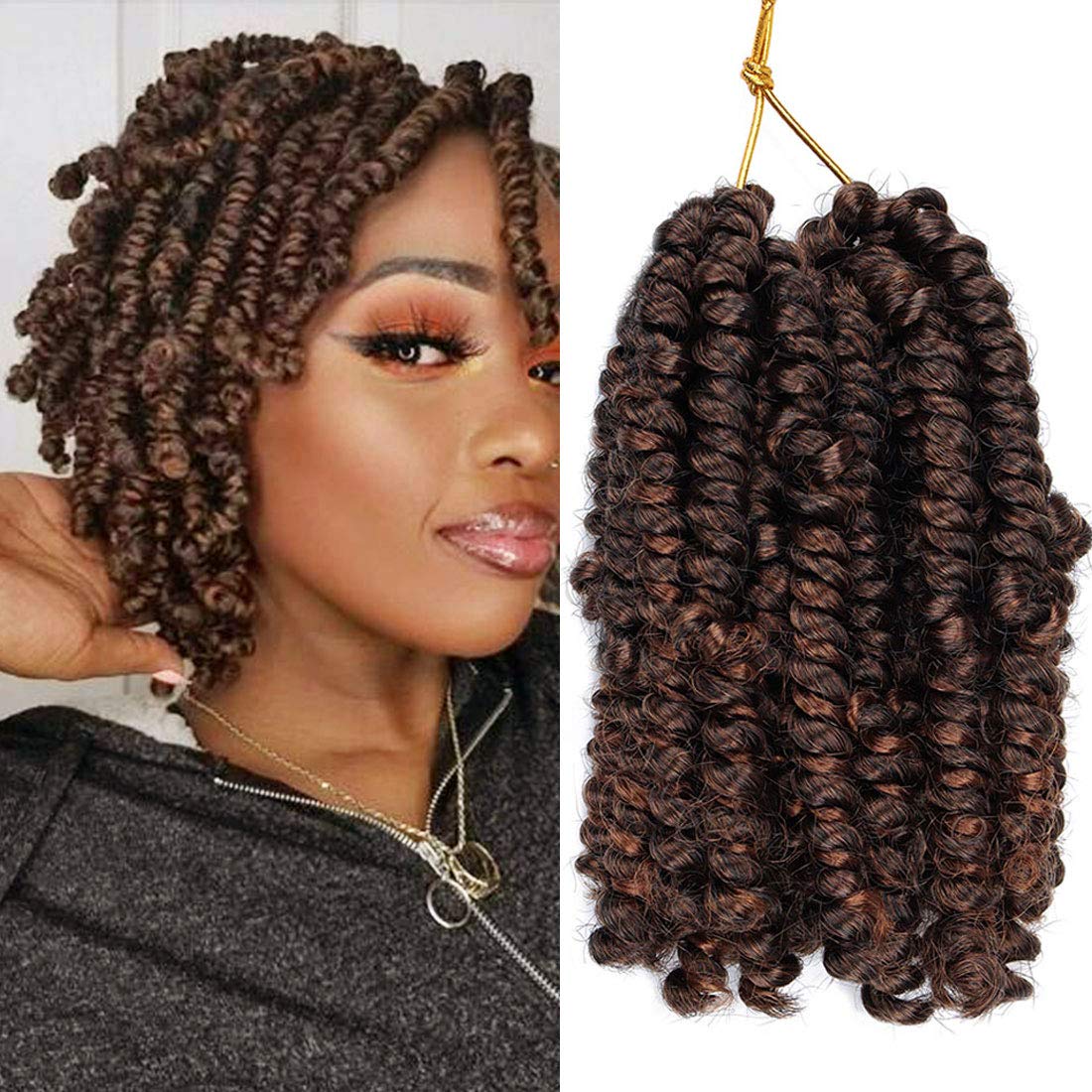 Buy 6Inch Curly Pre-twisted Bob Spring Twist Crochet Hair 5 Pack Ombre  Crochet Twist Braids Synthetic Crochet Hair Extensions 20 Strands/Pack  Fiber Fluffy Curly Twist Braiding Hair(1B/30#) Online at desertcartKUWAIT