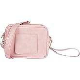 STAËLL Crossbody Diaper Bag Purse with Wipes Dispenser - Stylish Vegan Leather Baby Wipes Holder Clutch for Women - Multipurpose Luxury Diaper Bag Pouch Can Hold 20-30 Various Types of Wipes - Pink