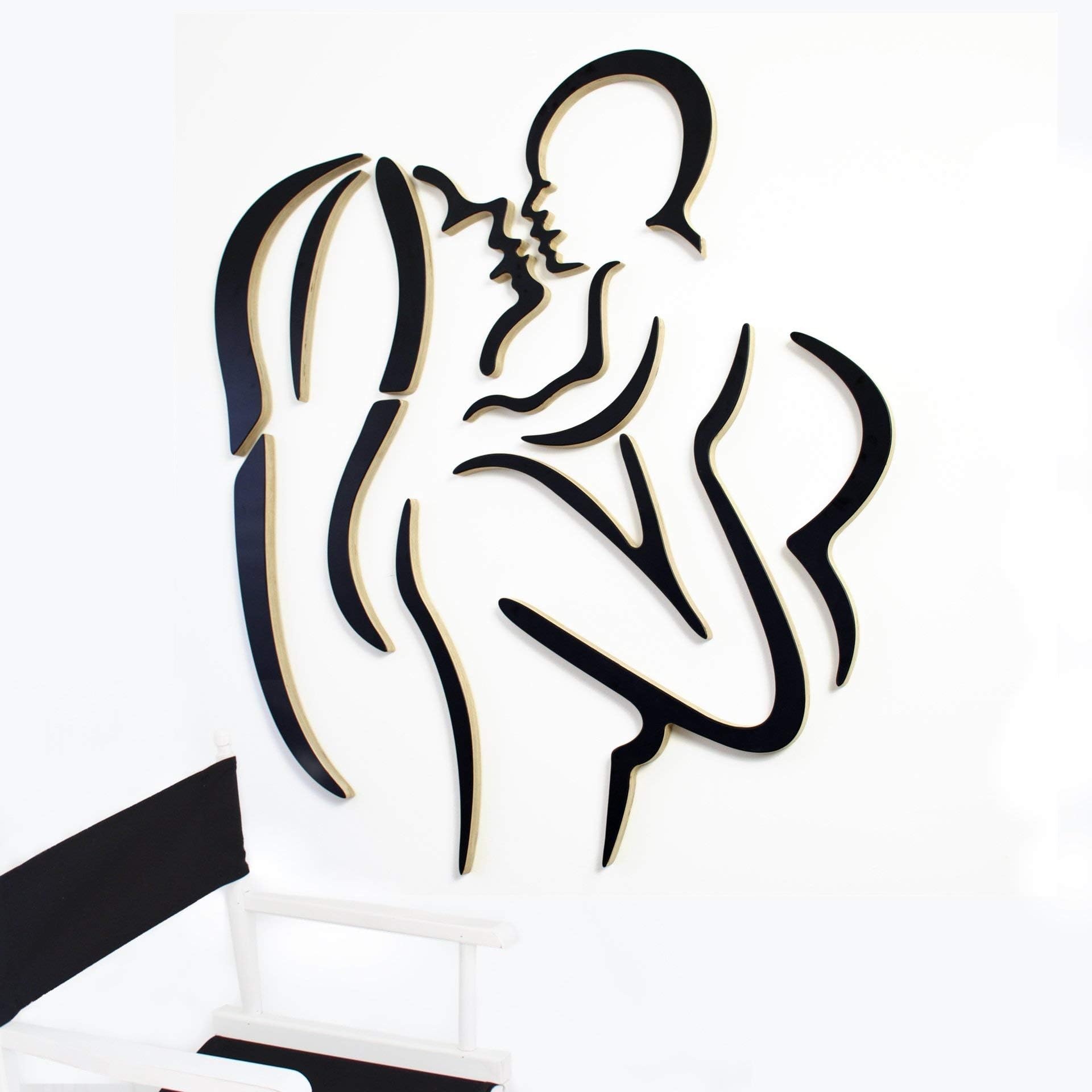 Eternity: Mother and baby child wood art sculpture of the human form, life sized, wall mounted