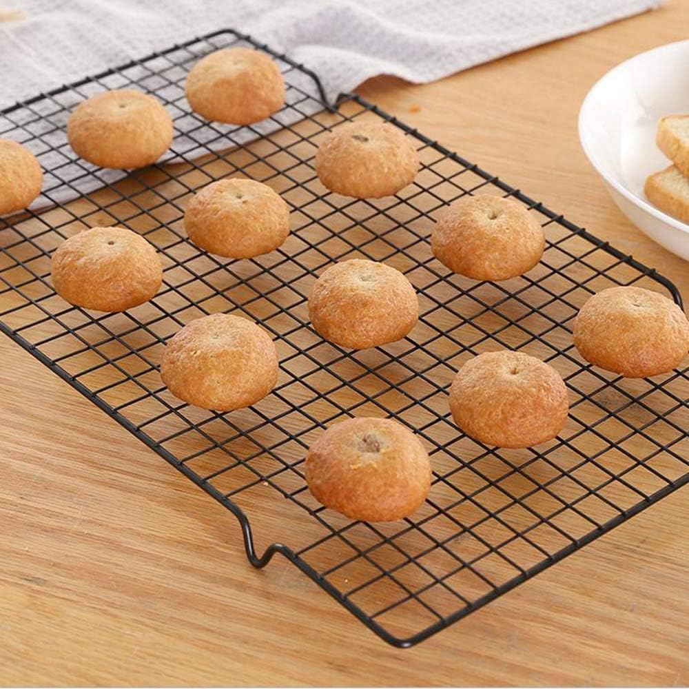 2 Pack Steel Wire Baking Oven Roasting Cooking Grilling Cooling Rack Black - 16" x 10": Kitchen & Dining