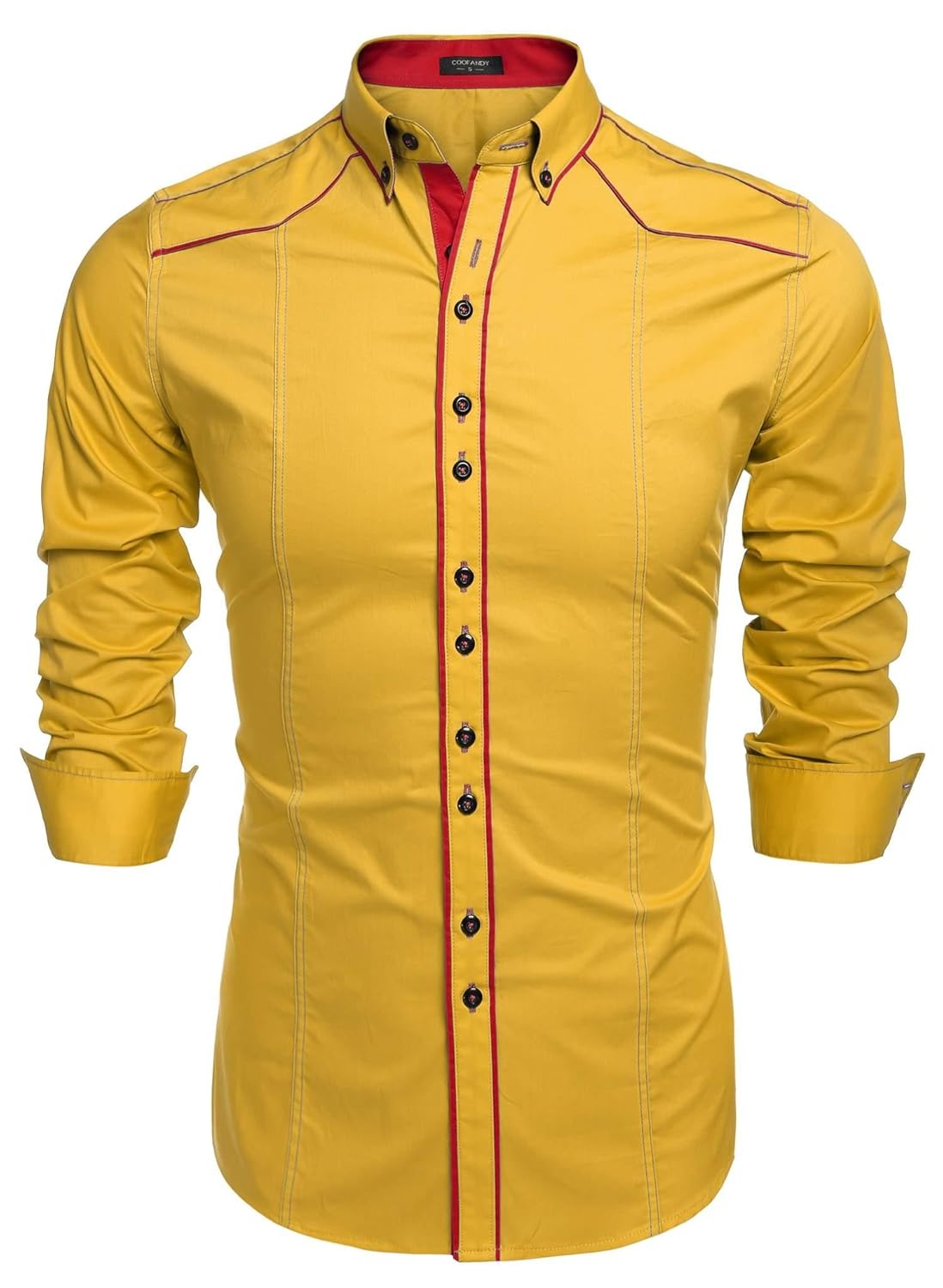 Gotchicon Mens Fashion Slim Fit Button Down Dress Shirt Long Sleeve