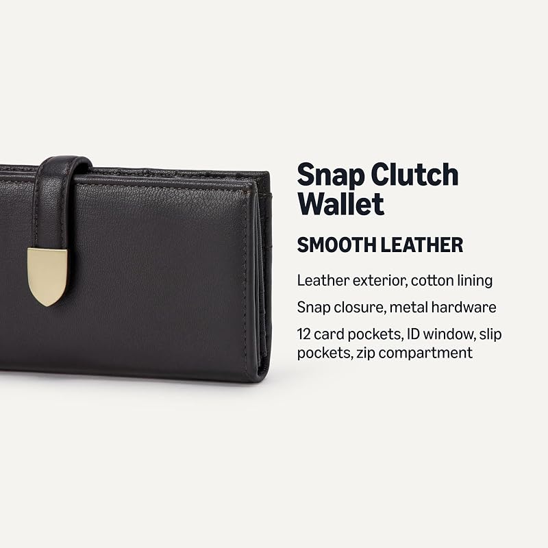 Portafoglio in Pelle Stile Pochette Donna, Marrone Scuro, Taglia Unica