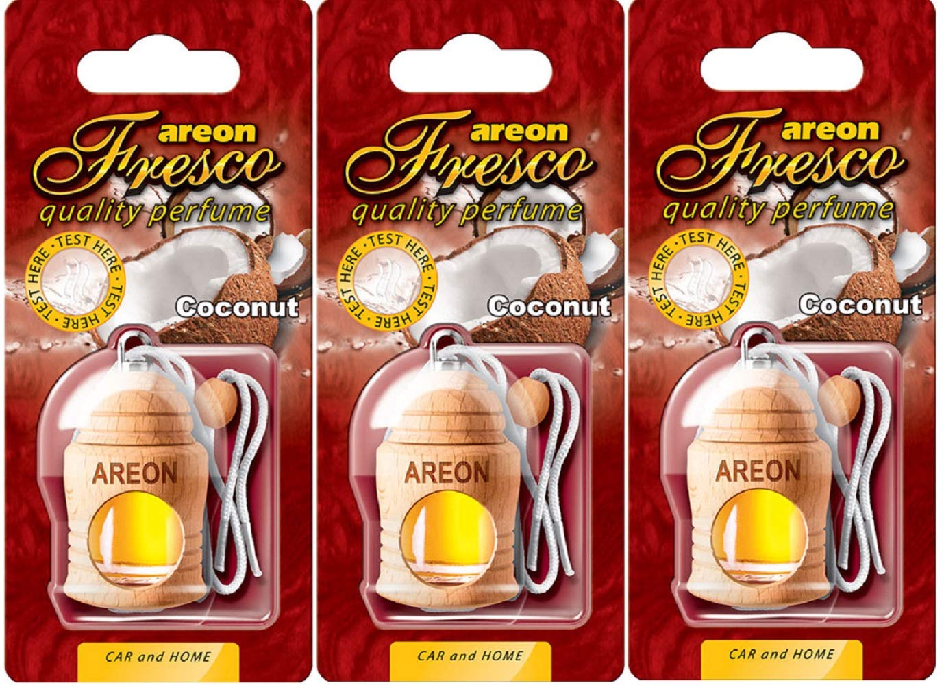 AREON Fresco Car Air Freshener Coconut 4 Milliliters Multi Pack Of 3