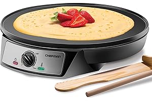 Chefman Electric Crepe Maker & Griddle, Precise Temperature Control Skillet for Perfect Brunch Blintzes, Pancakes, Eggs, Baco