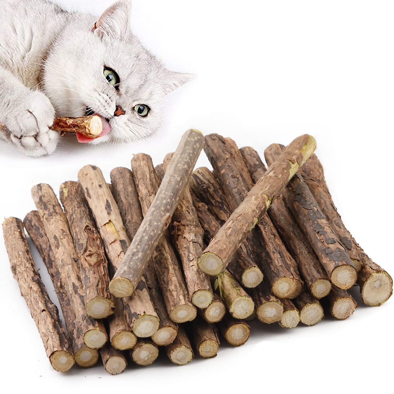 Aidiyapet Catnip Sticks & Toys, Matatabi Silvervine Chew Sticks, Cat Dental Chews for Teeth Cleaning, Indoor Cat Toys