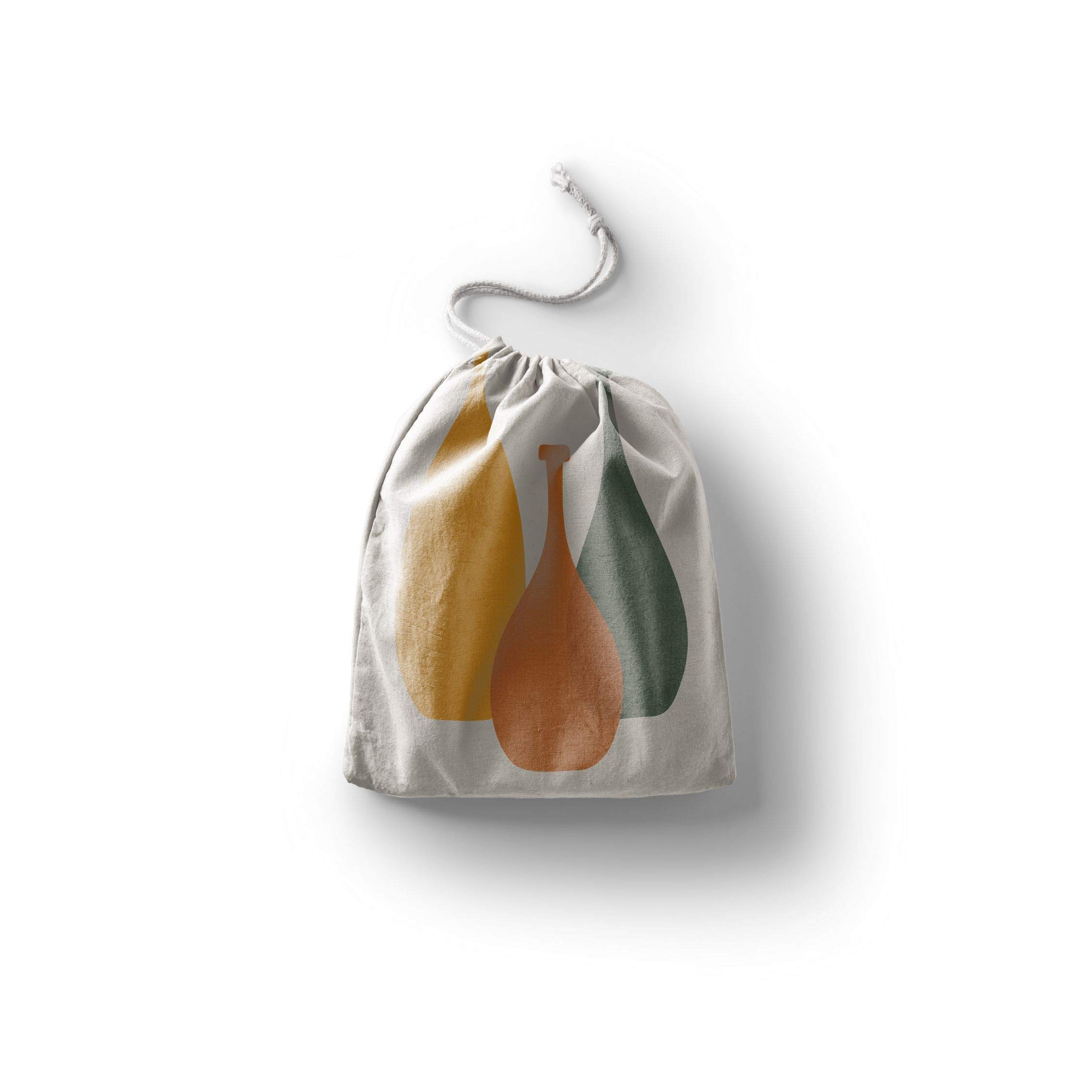 Bonamaison Printed Cotton Produce Bag with Drawstring, Reusable Grocery Bag, Biodegradable Eco-Friendly Bags, Travel Pouch, Sachet Bags, Shopping Bag, Eco Friendly, Foldable, Size: 30x40 Cm