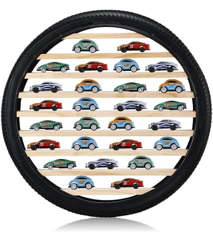 Vitrine de voiture miniature 61 x 43,2 cm, peut contenir 54 pour jouets de voiture à l'échelle 1/64, étagère murale de rangement pour jouets, boîte en bois pliable