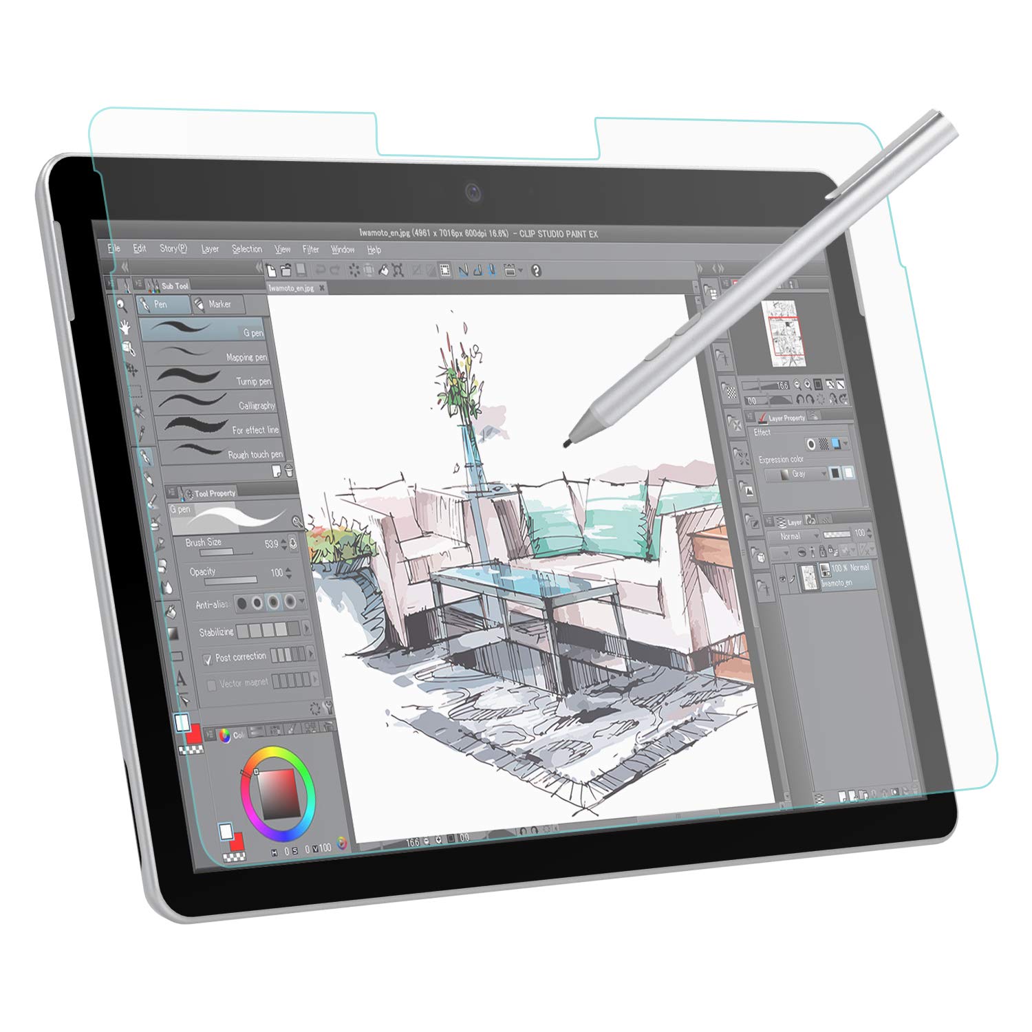 MoKo PET Matte Screen Protector for Surface Go 4 2023 / Go 3 2021 / Go 2 2020 / Go 2018, Drawing and Sketching with Surface Pen as on Paper, Anti-Glare Film for Microsoft Surface Go, Transparent