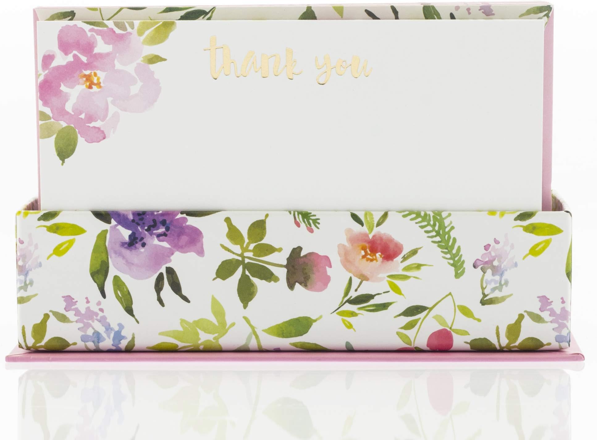 Graphique Flower Love Flat Notes - Floral Note Card Stationery w/ Cursive "Thank You," Includes 50 Note Cards and Matching Envelopes for Thank You Notes, Invitations, Gifts and More, 5.625" x 3.5