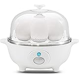 Elite Gourmet Electric 7 Capacity Soft, Eggs & Soft, Medium, Hard-Boiled Egg Boiler Cooker with Auto Shut-Off and Buzzer, Mea