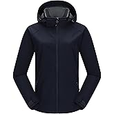 33,000ft Women's Waterproof Softshell Jacket with Removable Hood Lightweight Fleece Lined Warm Insulated Rain Windbreaker