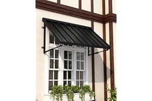 GDPFN 54x24 Inch Metal Awning for Door Entrance, Heavy-Duty Window Awning with Adjustable Angle, Weather-Resistant Outdoor Porch Door Awning for Front Doors, Windows, Porches, Balconies, Black