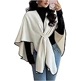 GORGLITTER Women's Shawl Wraps Cardigan Scarf Warm Blend Knitted Fall Fashion Elegant Cape Poncho Sweater