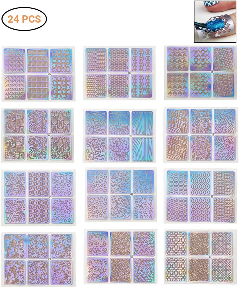 Nail Art Stickers, Nails Stamping Template Nail Stickers Reusable Manicure Stickers DIY Nail Salon for Women Girls
