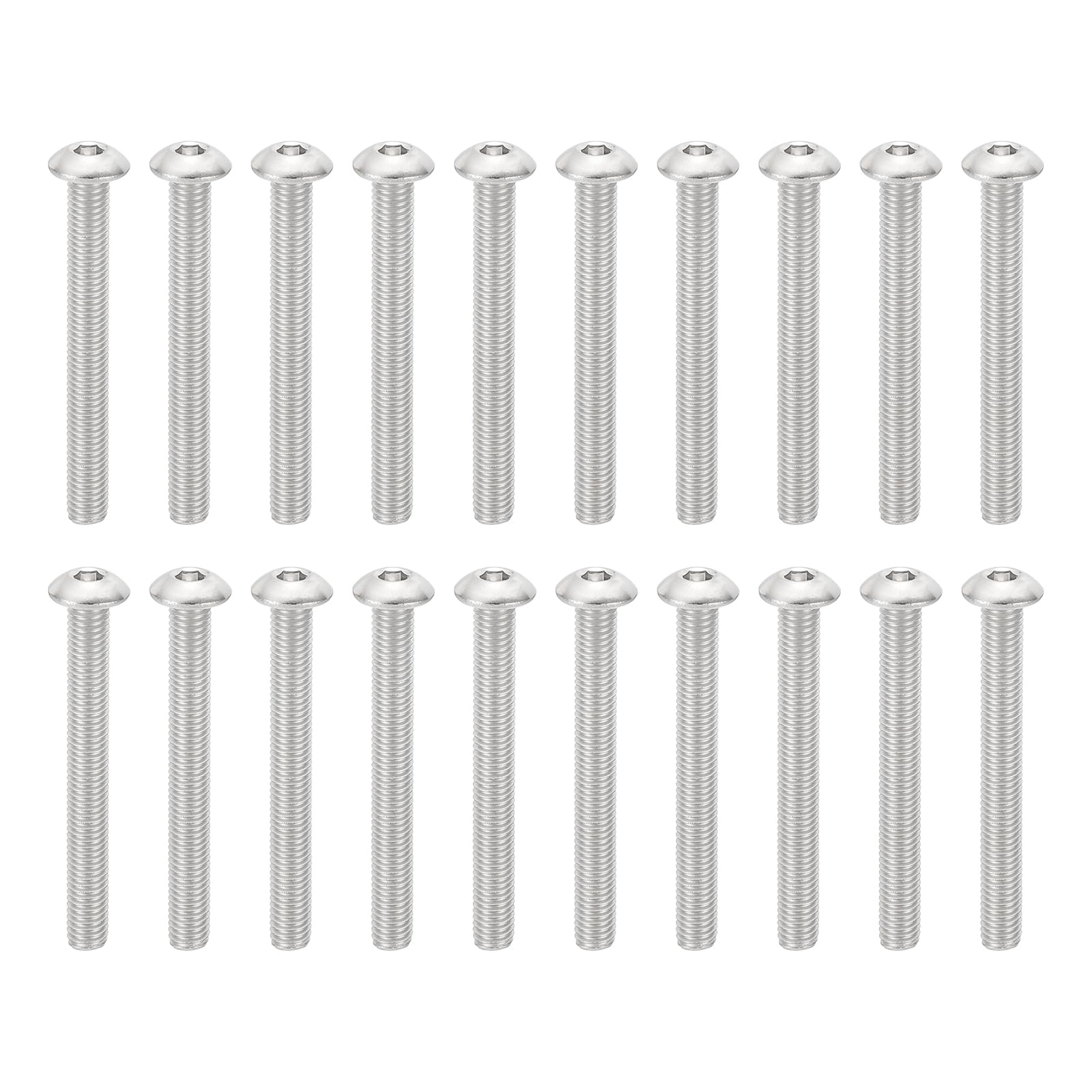 PATIKIL M5-0.8x45mm Button Head Socket Cap Screws, 20 Pcs 304 Stainless Steel 18-8 Hex Socket Cap Screw Bolts Allen Hex Drive Full Machine Thread