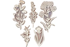 Botanical Stamps - Pack of 5 Vintage Wooden Plant Stamps, Exquisite Floral Pattern Stamp Set, Decorative Craft Stamps for Scr