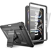 SUPCASE for iPad Pro 11 Inch Case M5/M4 (2025/2024) with Pencil Holder (Unicorn Beetle Pro), [Built-in Screen Protector & Stand] Full-Body Rugged Cover for iPad Pro 11'' 6th/5th Gen, Black | M4 2024, 5th Generation, with Pencil Holder, Stand, Full-Body