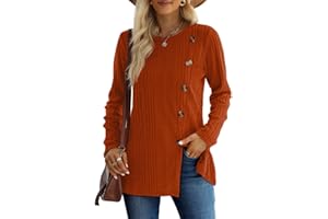 XIEERDUO Long Sleeve Tops for Women Tunics Buttons Front Slit