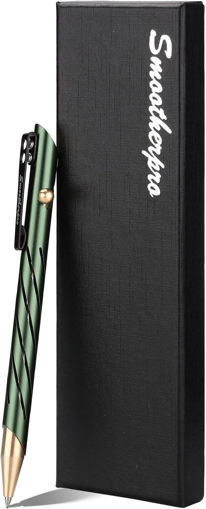 SMOOTHERPRO Bolt Action Pen | Ballpoint Pen with Stainless Steel Pen Clip | Compatible with Parker Gel Refills for Pocket Signature Office School Business | Green (TP331GN)