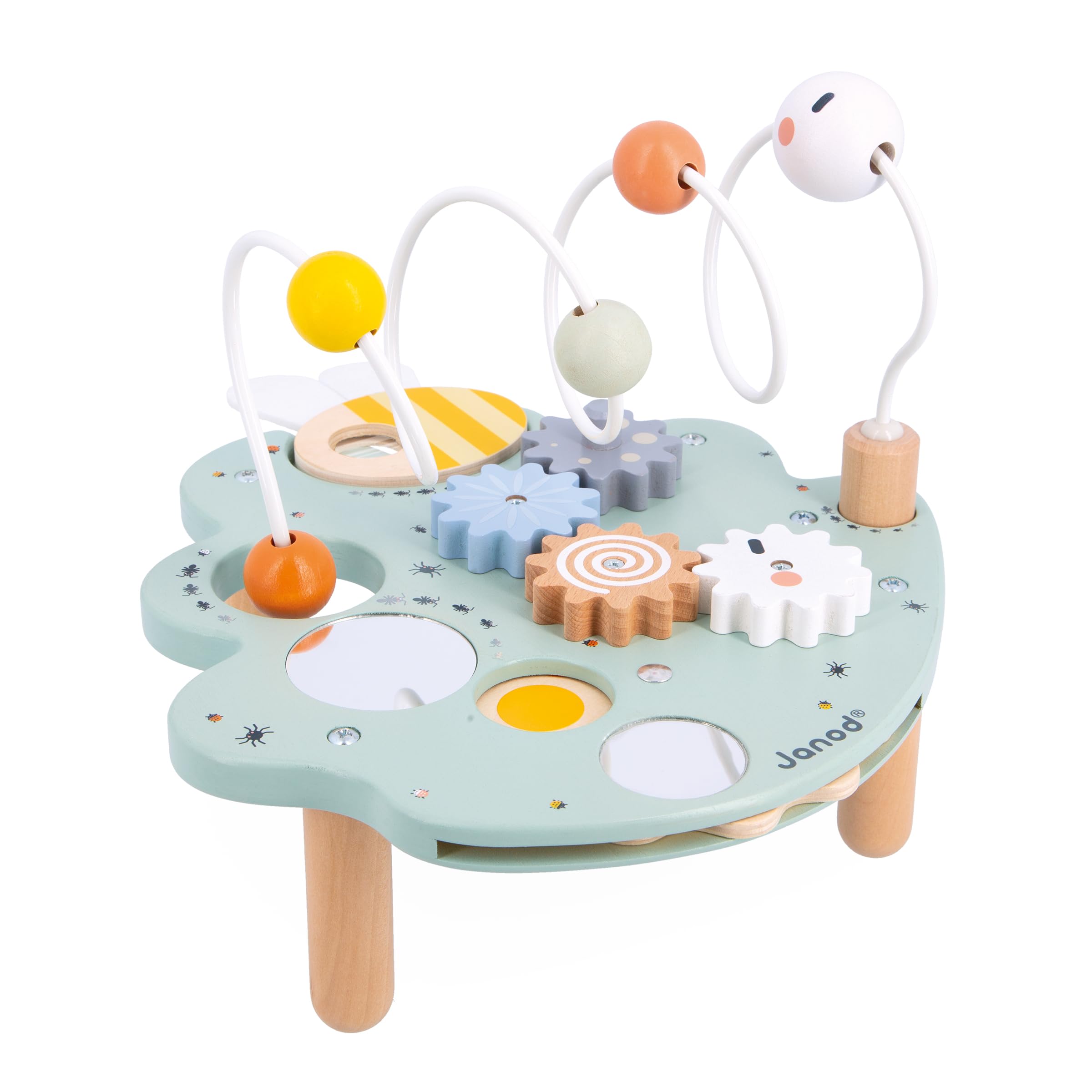 Janod - Sweet Cocoon Activity Table - 5 Early-Years Activities - Early-Learning Toy - Develops Fine Motor Skills - FSC Wood Activity Leaf - 18 Months +, J04056