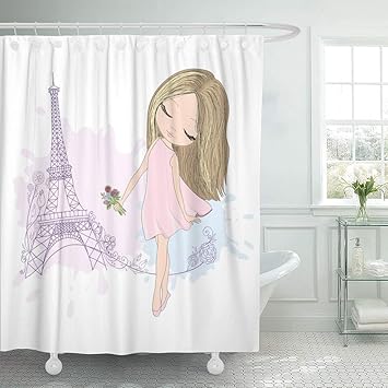 Amazon Com Emvency Fabric Shower Curtain With Hooks Pink Baby