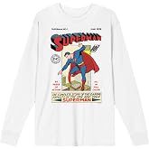 Bioworld Superman 90th Anniversary Retro Comic Cover Men's White Crew Neck Long Sleeve Shirt