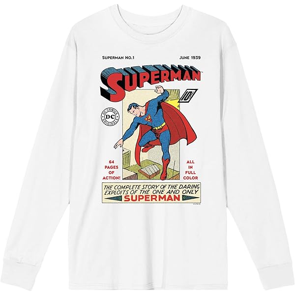 Superman 90th Anniversary DC Retro Comic Cover Art Crew Neck Short