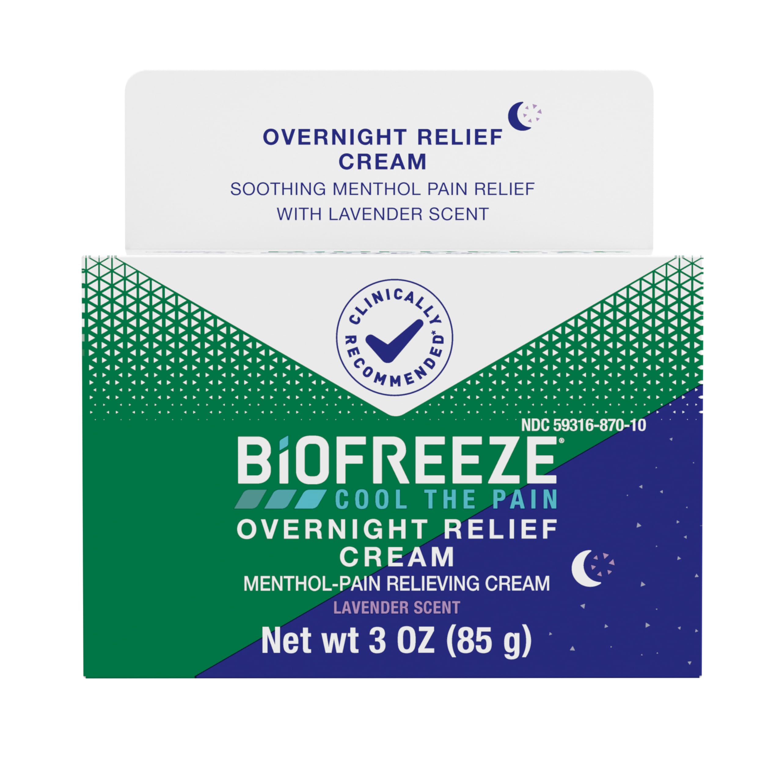 Biofreeze Cream, Menthol Overnight Muscle Pain Relief Cream for Lower Back Pain Relief, Shoulder Pain & Neck Pain Relief, Knee Pain Relief, Arthritis Pain Reliever, FSA HSA Eligible, 3 oz Jar