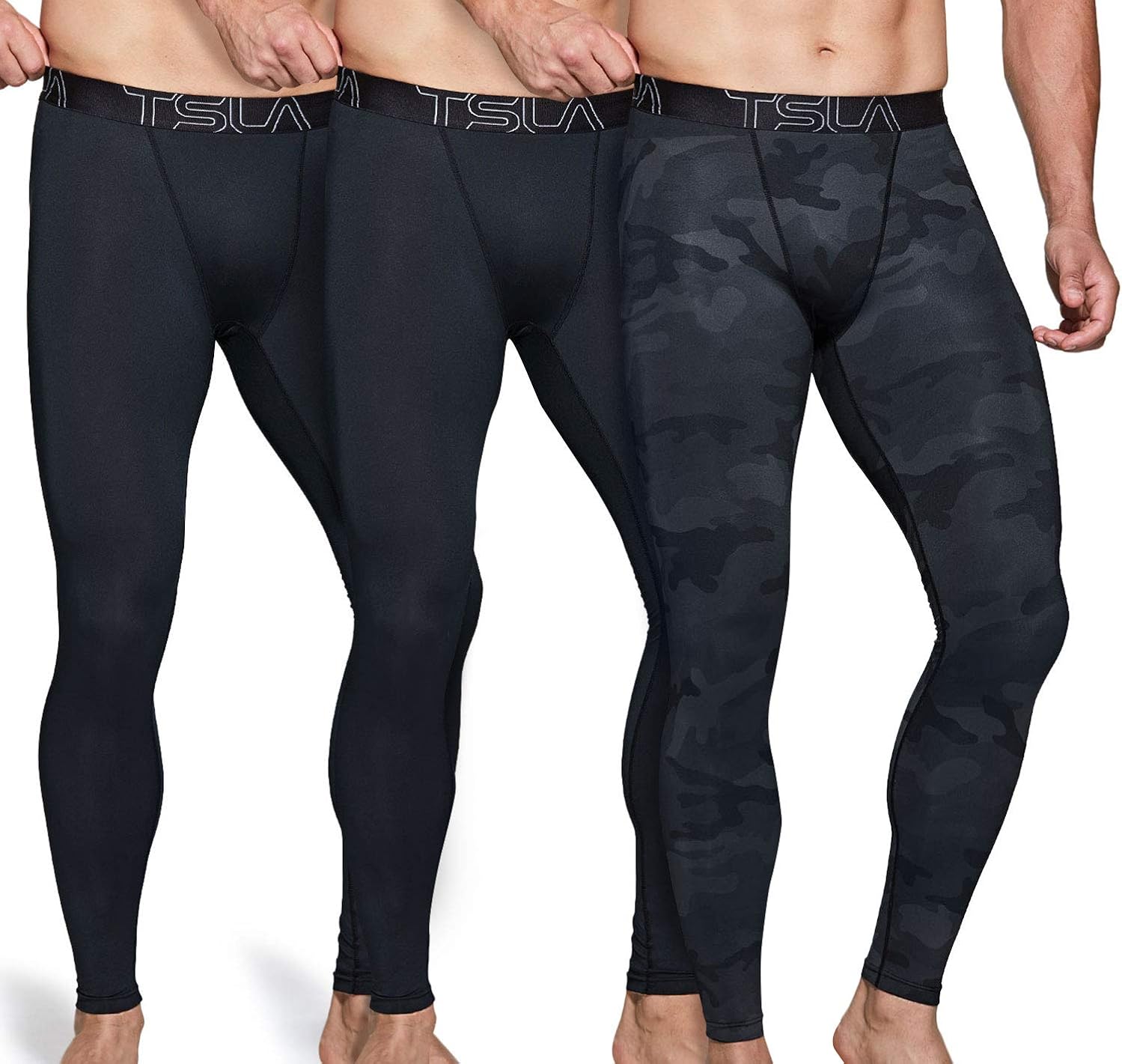 TSLA 1, 2 or 3 Pack Men's UPF 50+ Compression Pants, UV/SPF Running Tights, Workout Leggings, Cool Dry Yoga Gym Clothes : Clothing