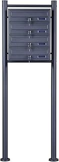 Zelsius Briefkastenanlage für Mehrfamilienhaus Standbriefkasten Briefkasten anthrazit freistehend I Verschiedene Größen I Doppelt/Einzeln (4 Fächer)