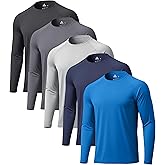 WENTTUO 5-Pack Mens Long Sleeve Shirts UPF 50+ UV Sun Protection Fast Dry Fishing Hiking Swim Rash Guard Wokout Shirt