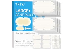 TKTK XXL Pimple Patches for Body, Large Hydrocolloid Acne Patches, 5 Sizes Big Hydrocolloid Bandages for Back, Chest, Shoulders Zit Breakouts, Blemish Stickers for Face (Oval, Dot 110 Count)