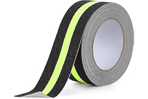 Qingluan - Anti Slip Tape, 2x33 Feet, Non-Slip Tape for Outdoor Steps, Waterproof with Dark Yellow Stripes, Heavy Duty Skateb