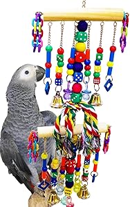 Bonka Bird Toys 1480 Chain Waterfall Tower Parrot Toy Cages African Grey Amazon Leather Perches Forage Conure Swing Ring Wood Aviary Macaw Climbing Aviary Supplies